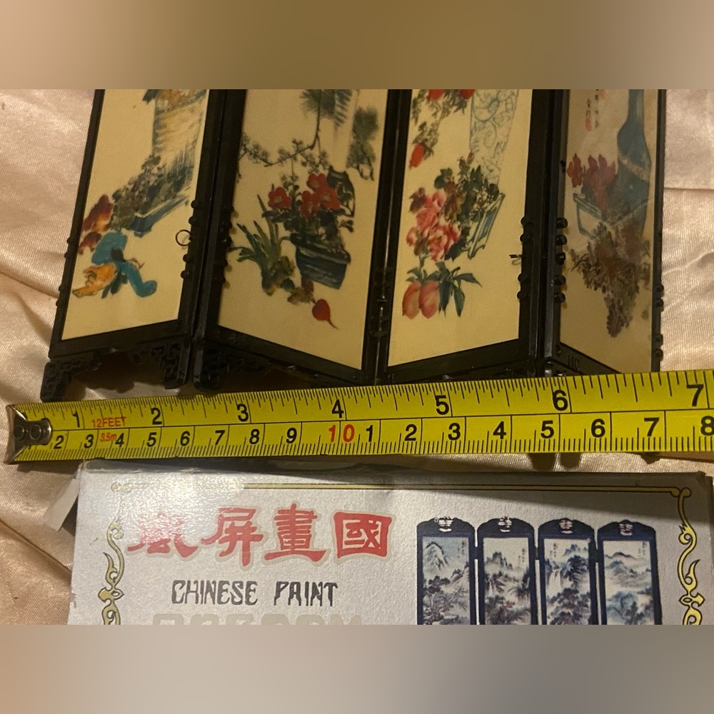 👑 Vintage Miniature Dollhouse Asian Folding Screen-Two Sided - Picture 8 of 9